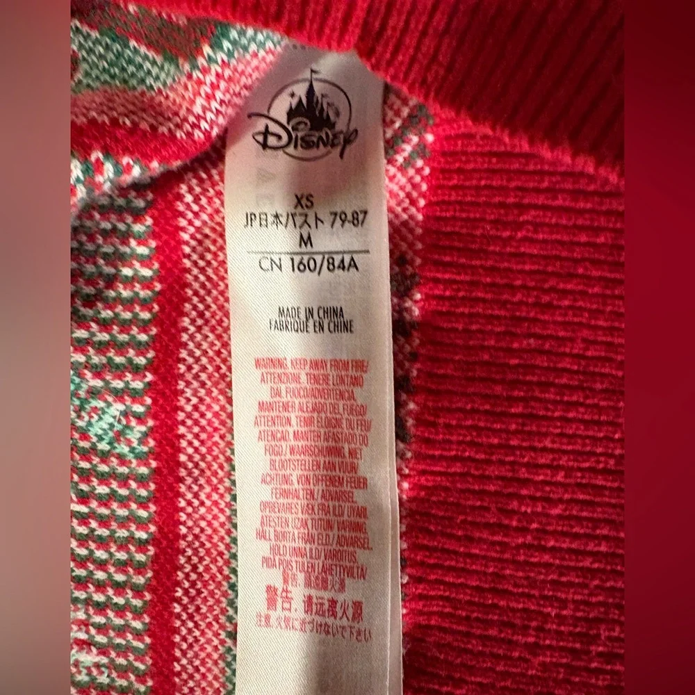Disney Women's Festive Red and Green Minnie Sweater